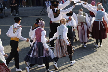 Basque folk dance performance in a street festival