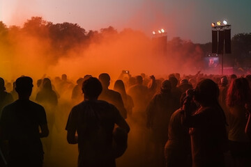 Euphoric Open Air Concert: Unleashing Musical Magic Amidst Celebratory Crowd. Ai generated.