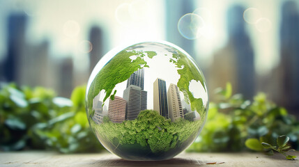 eco concept green glass ball.