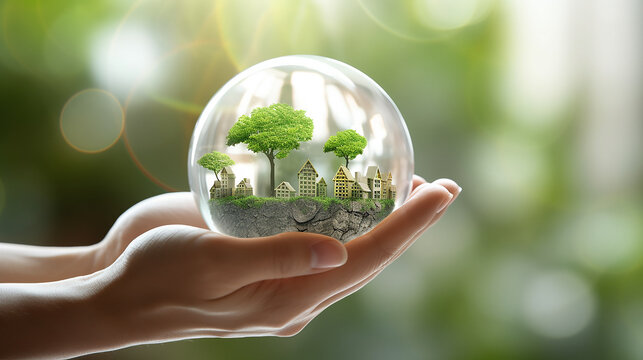 eco concept green glass ball.