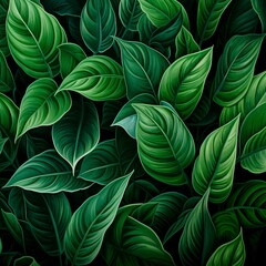 Vibrant green leaves create a refreshing and calming natural background, perfect for a soothing ambiance.