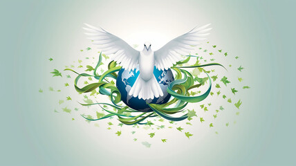 The symbol is the dove logo for World Peace Day.