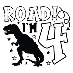 Roar I'm 4, Roar I'm Four, Dinosaur 4th Birthday, Dinosaur Birthday Boy