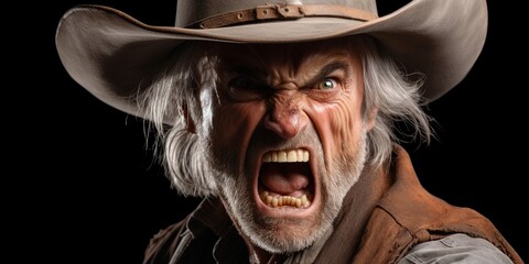 Angry cowboy man Ai Generative - obrazy, fototapety, plakaty