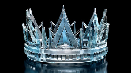 tiara crown on a black background made of ice, diamonds.