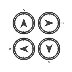 Arrow Compass Icon Vector Logo Template. Vector compass  with North, South, East and West indicated, compass icon set isolated on white background.
