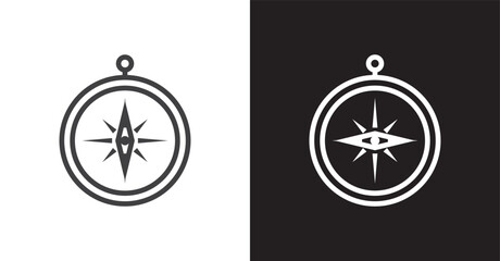 Nautical icon. Compass logo with windrose. Compass icon isolated on white background. Navigation symbol. Vector illustration.