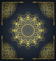 Luxury ornamental mandala design background in gold color vector. Beautiful Pattern Black background. 