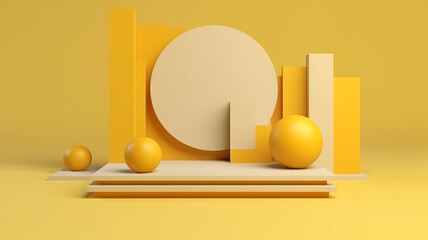 yellow 3d podium abstract background presentation.