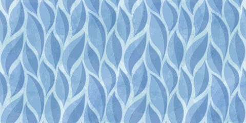 Watercolor leafs seamless pattern. Vector leave tie dye print. Blue transparent brush stain texture.