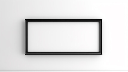 the interior is an empty wall with a thin black narrow frame inside an empty white background.