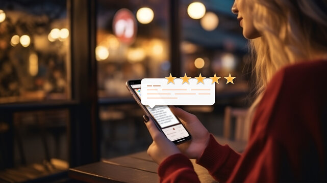 5 star, reputation restaurant management concept, rate your experience