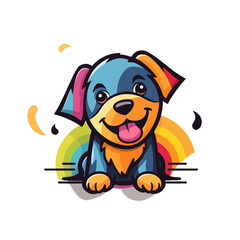 Naklejka premium Happy Dog Logo in different colors. Transparent background. Generative AI