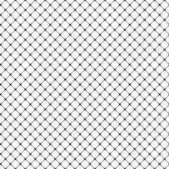 Fototapeta premium Black metal grid in squares on a white background. Crossed diagonal lines. Geometric texture. Seamless repeating pattern. Vector illustration.