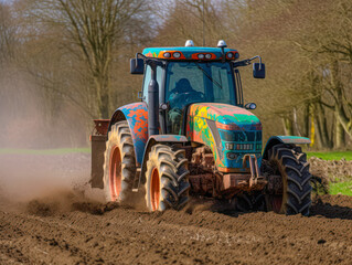 Fototapeta premium Traktor bei der Feldarbeit