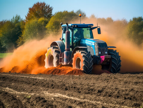 Traktor bei der Feldarbeit