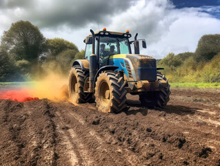 Obraz premium Traktor bei der Feldarbeit