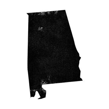 Alabama state map in black grunge stamp style isolated on transparent background