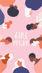 International Women s Day. Vector templates with cute women for card, poster, flyer and other users.