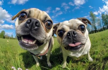 Funny pug-dogs
