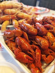Crawfish party. Crayfish boiled, different.
