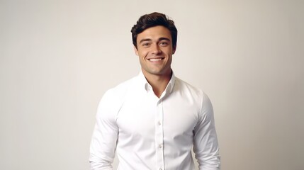 Young smilling business man posing isolated over white background