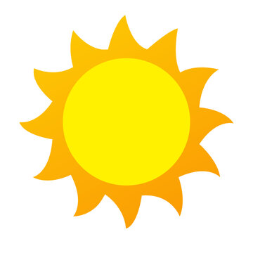 Sun icon, bright yellow sun