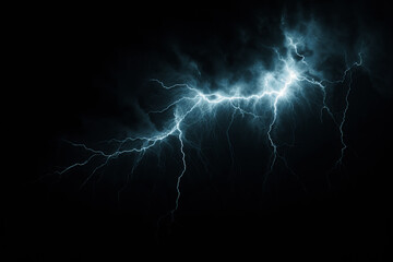 Blue Lightning Strike on Dark Black Night Sky During Thunderstorm