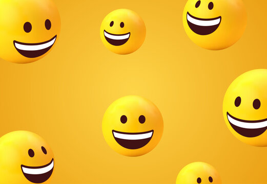 3d Smiley Face Emoji , Grinning Emoticon Face Feeling Happy, cute emotion with smile face and showing white teeth icon