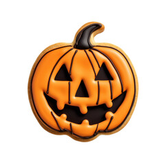Halloween Jack o'Lantern Cookie Isolated on a Transparent White Background