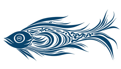 Fish Shark Sturgeon Carp Koi Sturgeon China Japan Decorative tattoo print stamp Exlibris