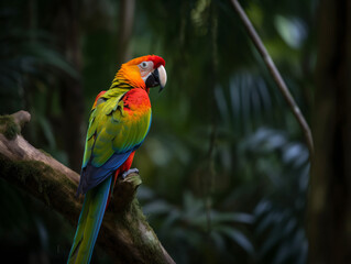 Fototapeta premium A colorful parrot perched on a tree branch