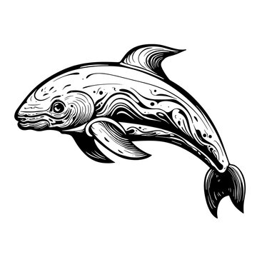 Dolphin killer whale fish Shark Sturgeon Carp Koi Sturgeon China Japan Decorative tattoo print stamp Exlibris 
