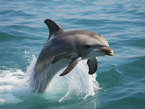 A playful dolphin jumping out of the water