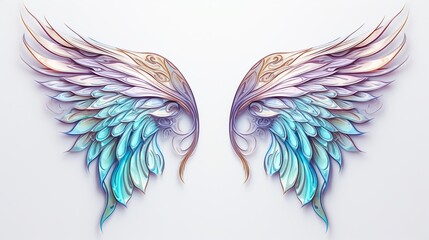 A pair of fantasy fairy translucent wings isolated on white background