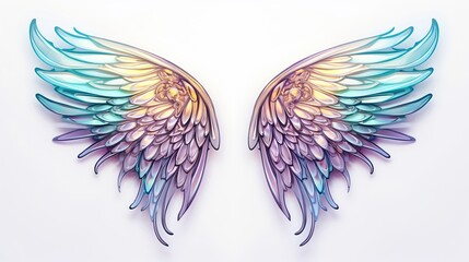 Colorful fantasy fairy wings isolated on white background.