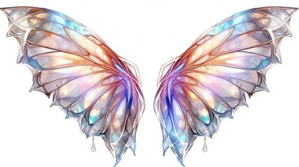 Colorful fantasy fairy wings isolated on white background. © JW Studio