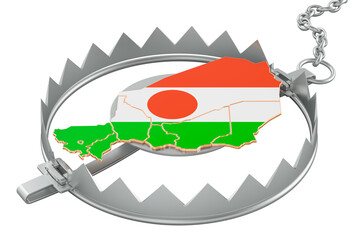 Bear trap with Niger map, 3D rendering isolated on transparent background