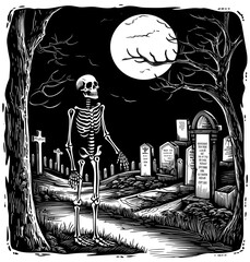 Skeleton in Graveyard
