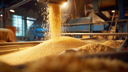 Close-up of the rice processing machinery