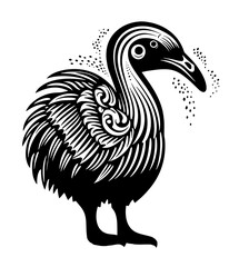 Bird Dodo pelican stork crane heron ostrich owl Marabou tattoo print stamp