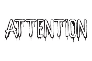 Attention text stencil graffiti with spray paint art