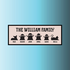 Halloween Ghost Family Frame Sign boo vector for print or cut
