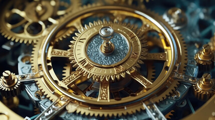 Fototapeta na wymiar Close-up of a giant clockwork gear machine