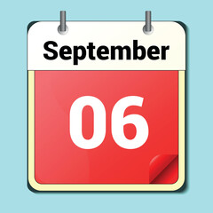 calendar vector drawing, date September 6 on the page