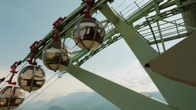 Upper station of Telepherique de Grenoble Bastille or Crenoble's cable car, also known as Les bulles or the bubbles. France