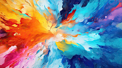 Dynamic Brushstrokes: Energetic Abstract Background with Bold Splatters Created with Generative AI