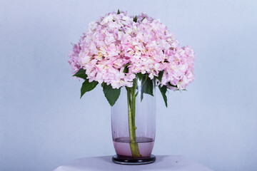 Beautiful bouquet arranged in a vase, on a white background