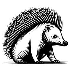 Obraz premium Fox hedgehog ginger Forest burrow glade needles fairy Tale logo tattoo print