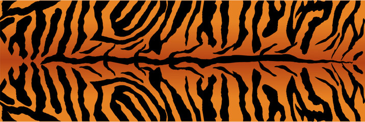 Large-size tiger skin pattern. The leather texture of the tiger's upper back. Seamless orange tiger print pattern © yulyulsugeh